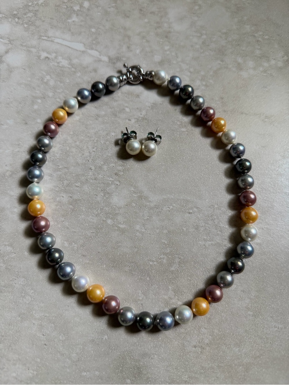 JOIA DeMajorca Multicolor Pearl Bead Necklace with Matching Pearl Studs